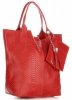 GEANȚĂ DIN PIELE shopper bag Genuine Leather roșu 777